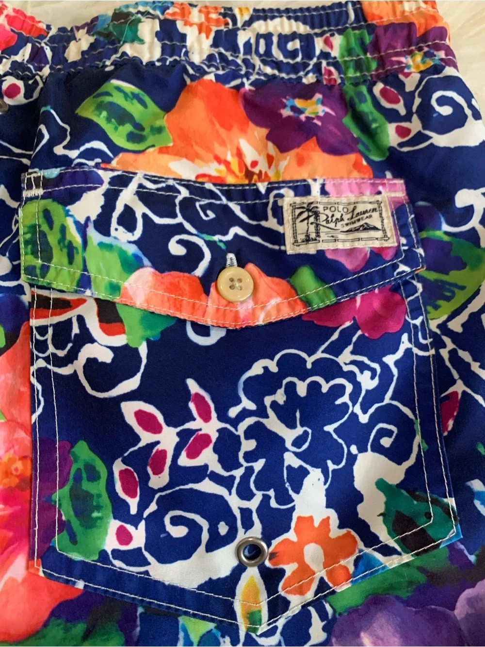 Polo by Ralph Lauren Floral Swim Trunks Blue Multicolor Size Small